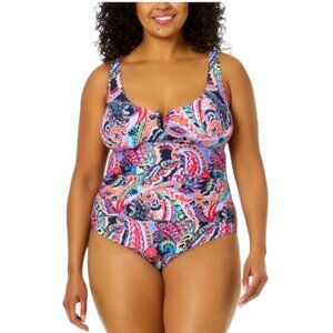 NWT Anne Cole Notched Scoop-Neck One-Piece Swimsuit